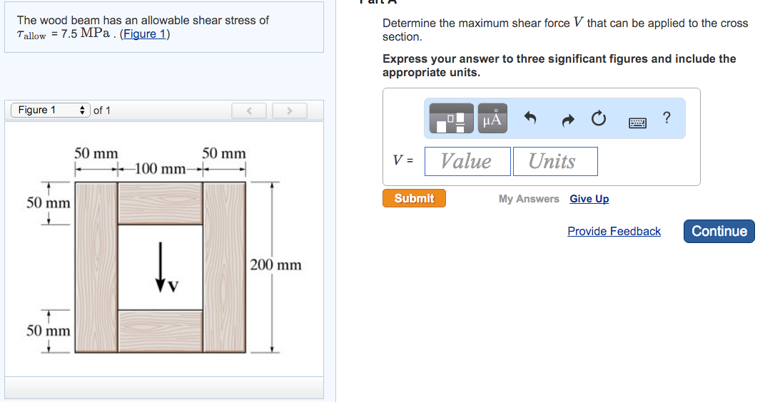 The Wood Beam Has An Allowable Shear Stress Of Chegg 