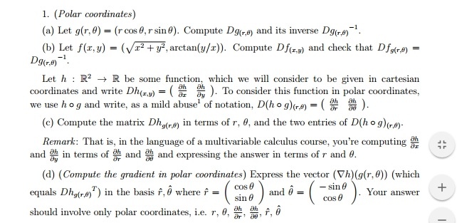 Solved Let G R Theta R Cos Theta R Sin Theta Comp Chegg Com