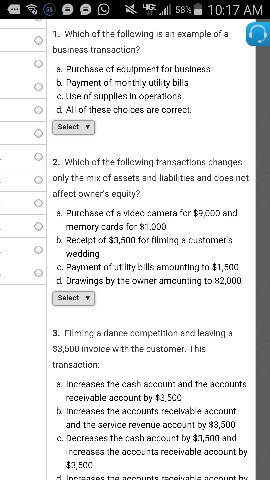 Solved Which Of The Following Is An Example Of A Business Chegg Com
