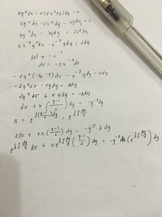 Bernoulli S Equation 6y 2 Dx X 2x 3 Y Dy 0 Chegg Com
