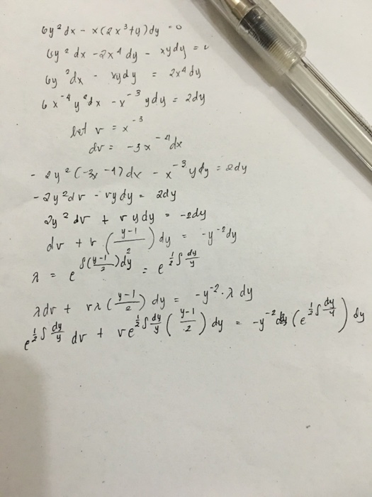 X^3dy-y(x^2+y^2)DX=0. X^2dy=y^2dx. (XY^2+X)DX-(Y-X^2y)dy=0. (Y+X^2)DX=XDY.