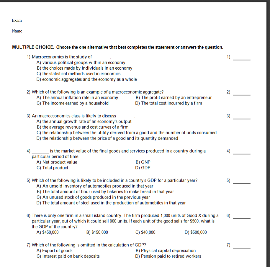 Macroeconomics: Chapter 1 Question & Answers Best Rated A+., Exams Nursing