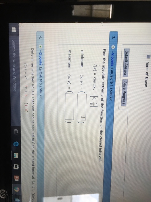 How to find absolute max and min without interval image