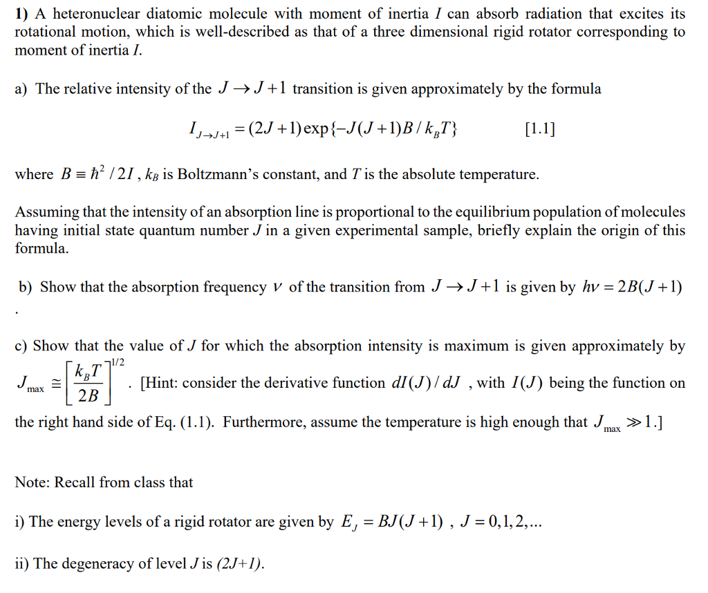 Solved 1 A Heteronuclear Diatomic Molecule With Moment O Chegg Com