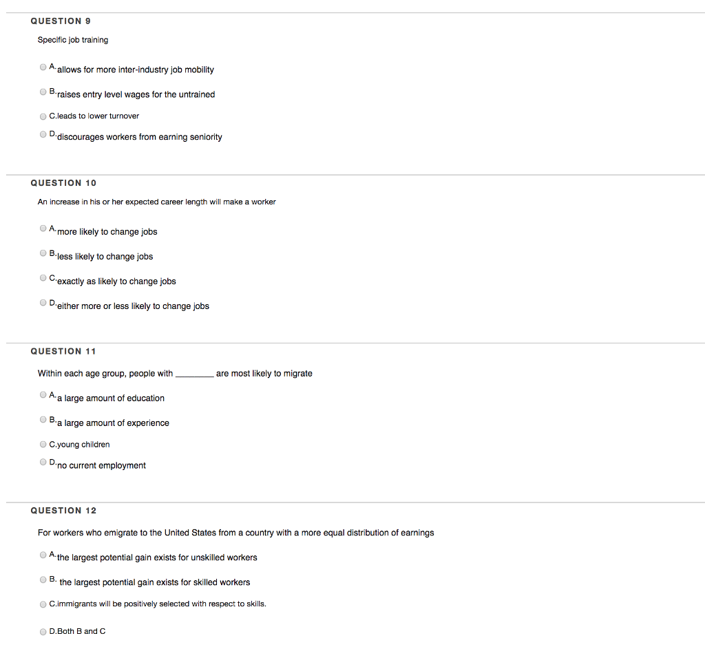 Solved Question 9 Specific Job Training A Allows For More