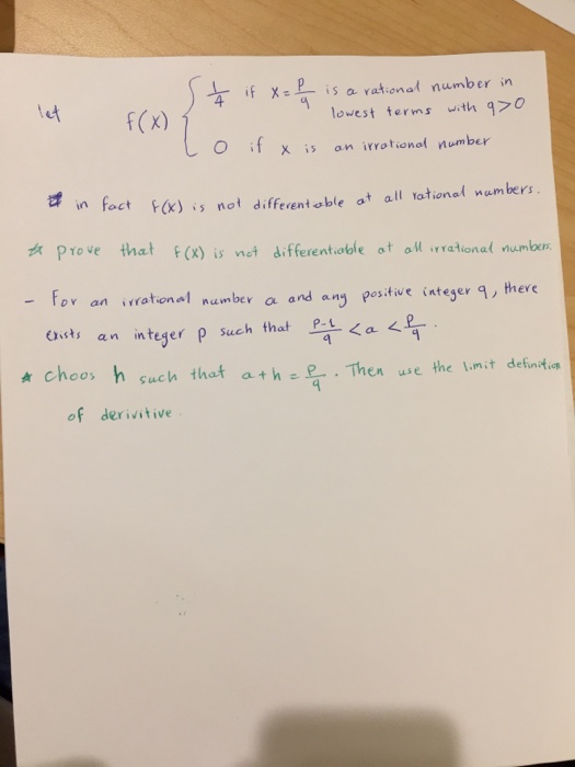 Solved Let F X 1 4 If X P Q Is A Rational Number In Chegg Com