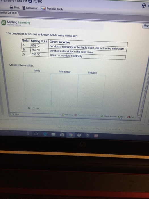 properties several calculator uestion table sapling learning solids measured unknown were