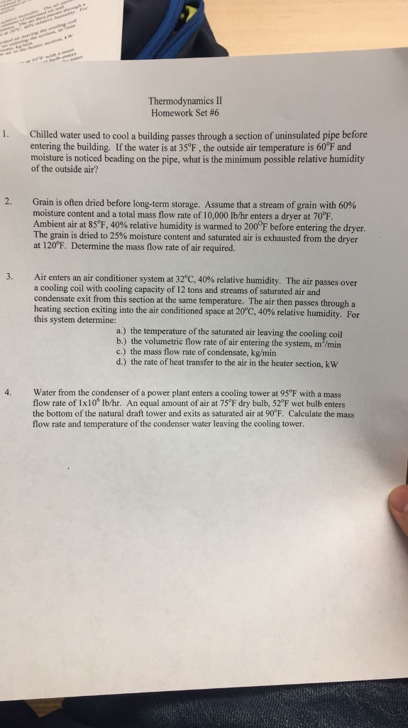 Solved Thermodynamics Ii Homework Set 6 Entering The Bui