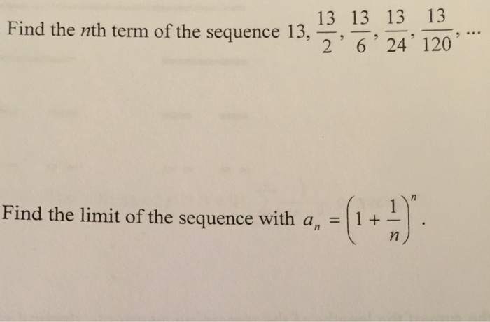 Solved Find The Nth Term Of The Sequence 13 132 136