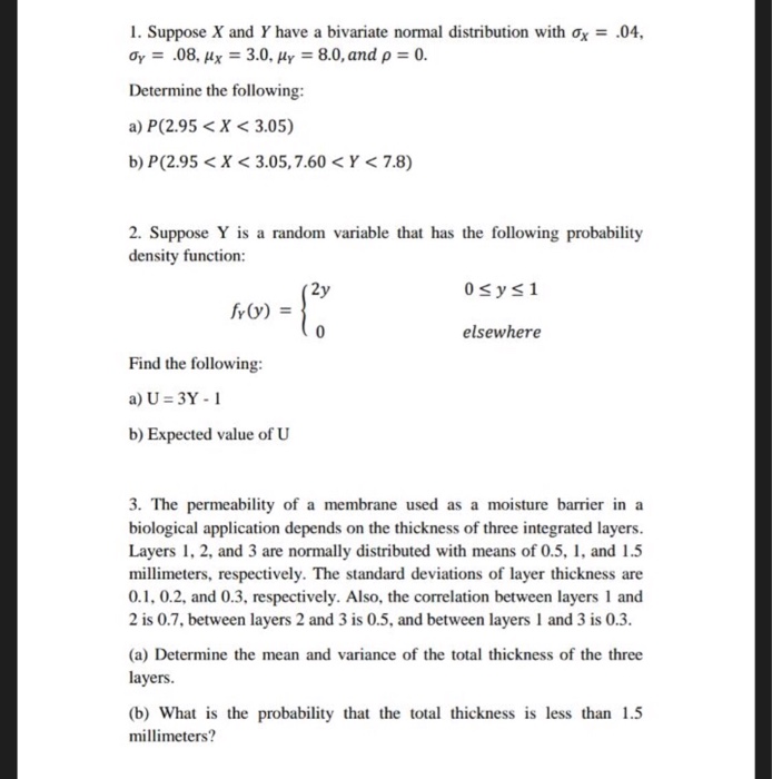 Solved 1 Suppose X And Y Have A Bivariate Nomal Distribu Chegg Com