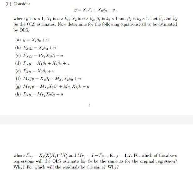 Ii Consider Y Xm Xb2 1 1 Where Y Is N X 1 Chegg Com