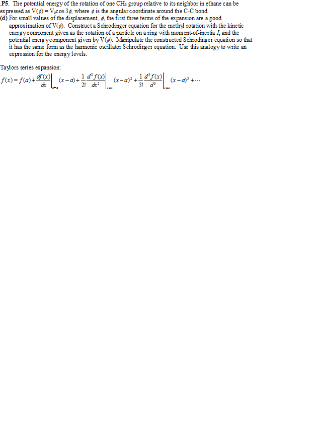 P5 The Potential Energy Of The Rotation Of One Ch Chegg Com