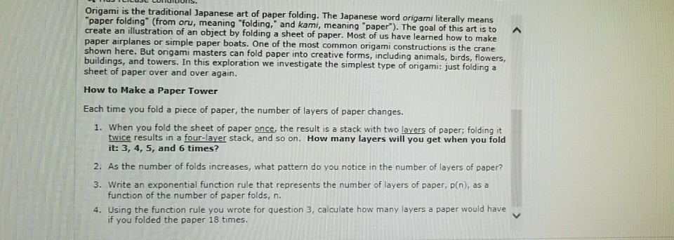 Solved Origami Is The Traditional Japanese Art Of Paper F