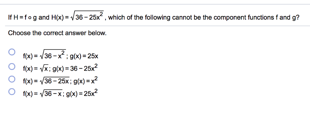 Solved If H F O G And H X 136 25x Which Of The Follo Chegg Com