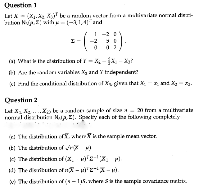 Solved Let X X 1 X 2 X 3 T Be A Random Vector From Chegg Com