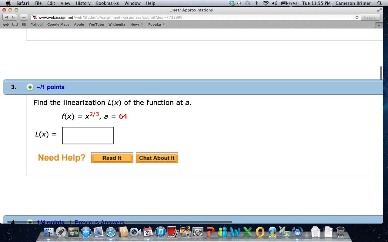 Solved Find The Linearization L X Of The Function At A Chegg Com