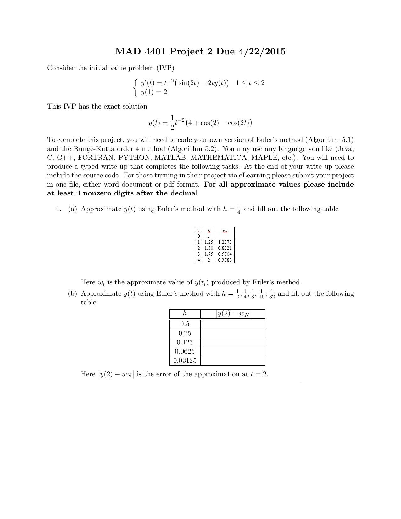 Consider the initial value problem (IVP) This IVP
