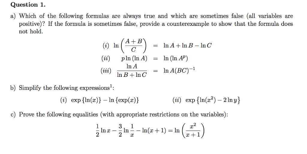 Solved Which Of The Following Formulas Are Always True An Chegg Com