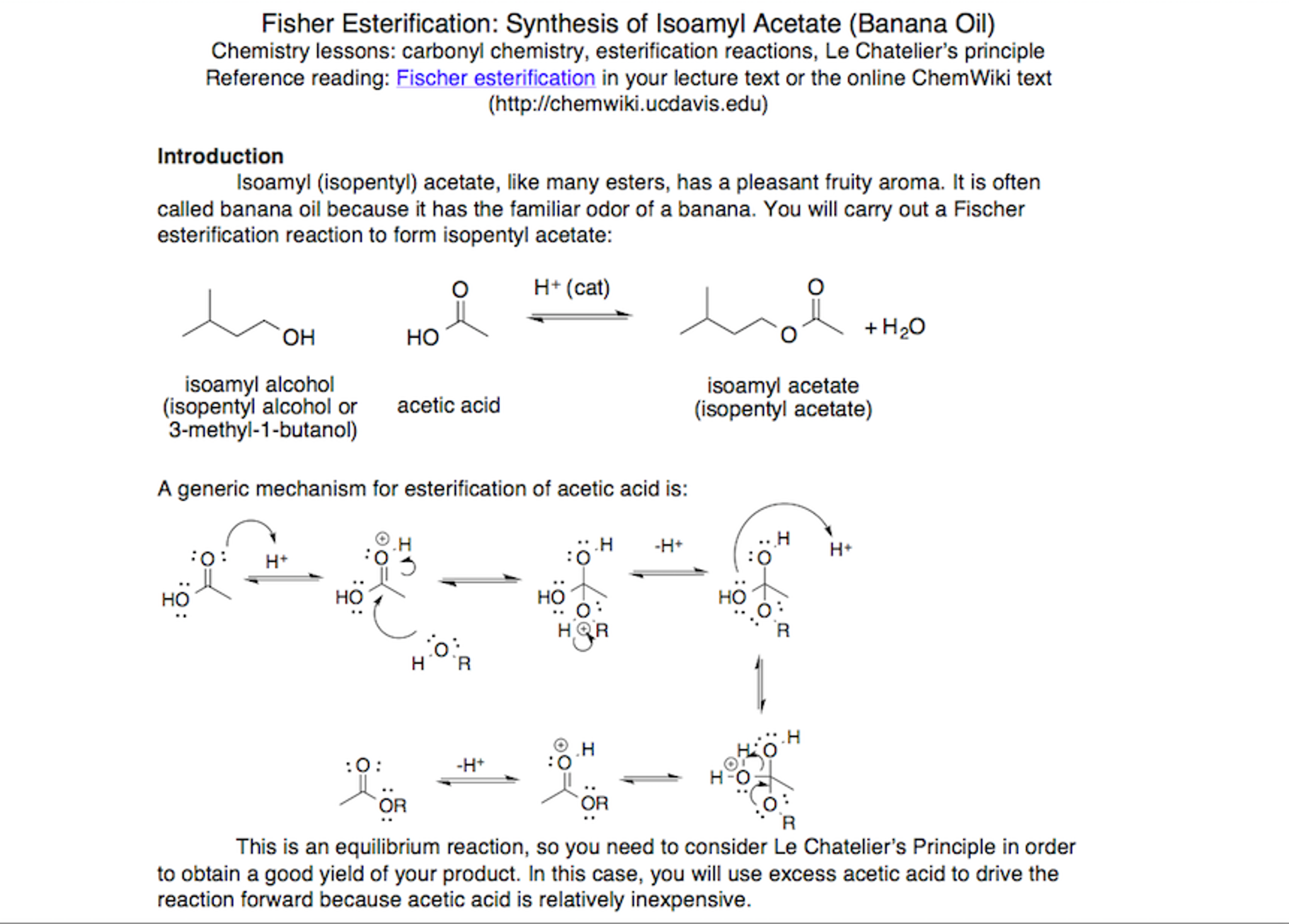 Sythesizing Isopentyl Acetate by the Fischer Esterification Sythesizing Isopentyl Acetate by the Fischer Esterification
