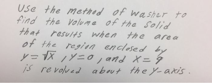Solved: Use The Method Of Washer To Find The Volume Of The... | Chegg.com
