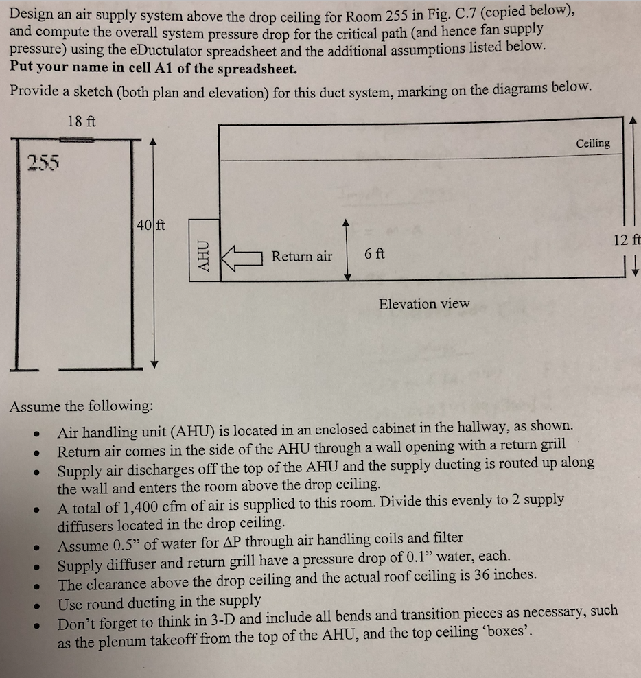 Solved Design An Air Supply System Above The Drop Ceiling
