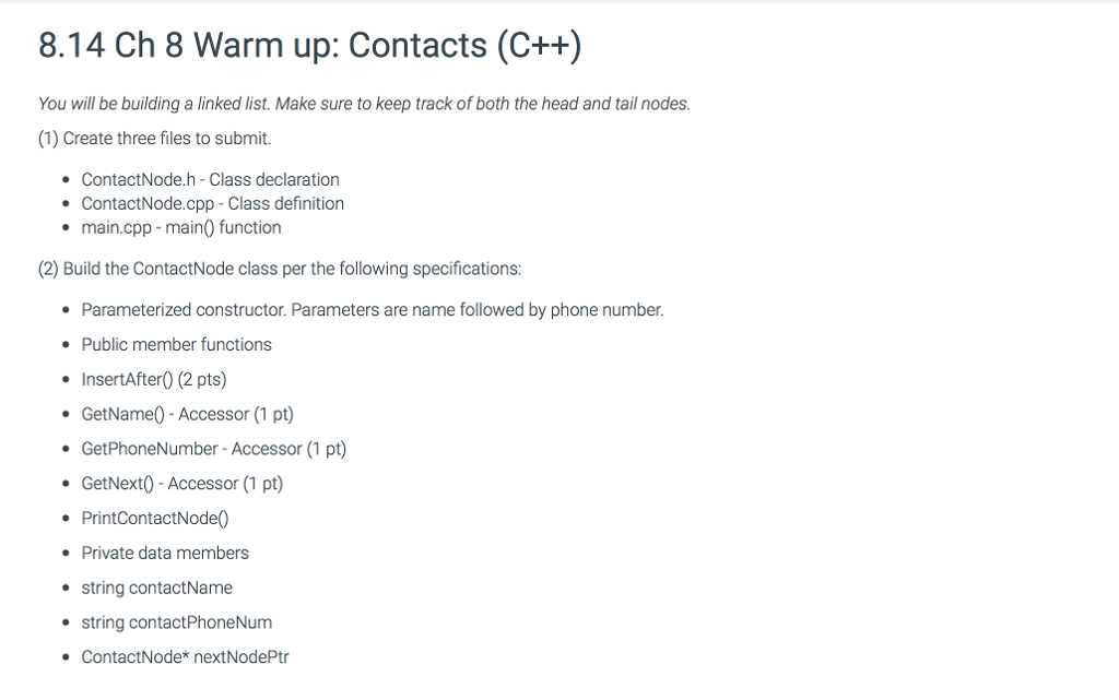 Solved 8 14 Ch 8 Warm Up Contacts C You Will Be Chegg Com