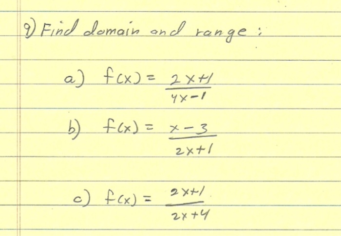 Find Domain And Range F X 2x 1 4x 1 F X Chegg Com