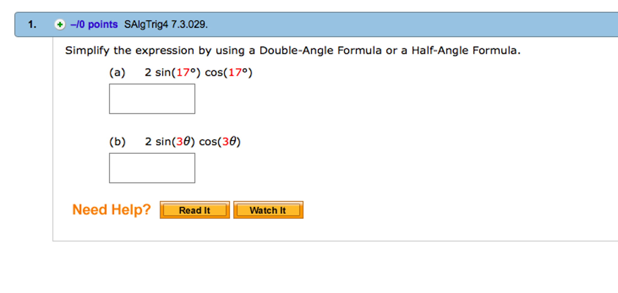 Solved Simplify The Expression By Using A DoubleAngle Fo