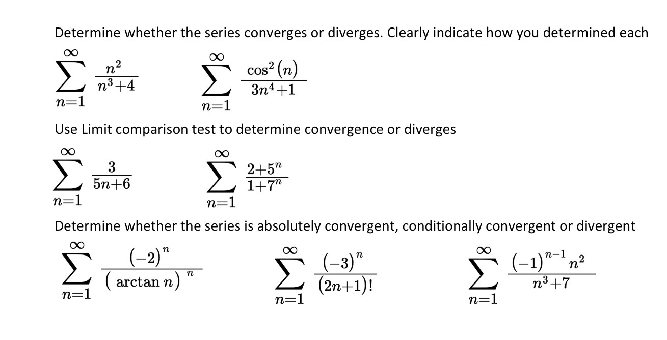 Determine Whether The Series Converges Or Diverges Chegg Com