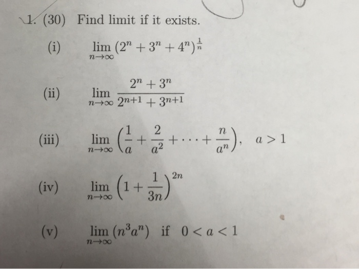 Find Limit If It Exists I Lim N Rightarrow
