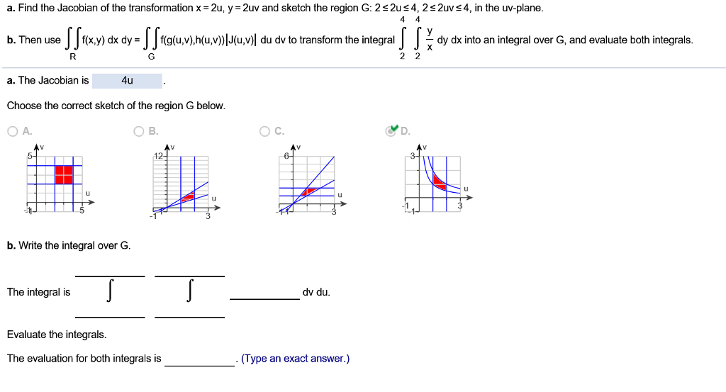 Solved A Find The Jacobian Of The Transformation X 2u Chegg Com