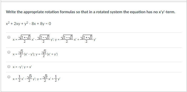 Solved Write The Appropriate Rotation Formulas So That In A Chegg Com