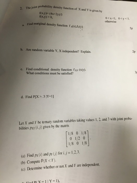 Solved The Joint Probability Density Function Of X And Y Chegg Com