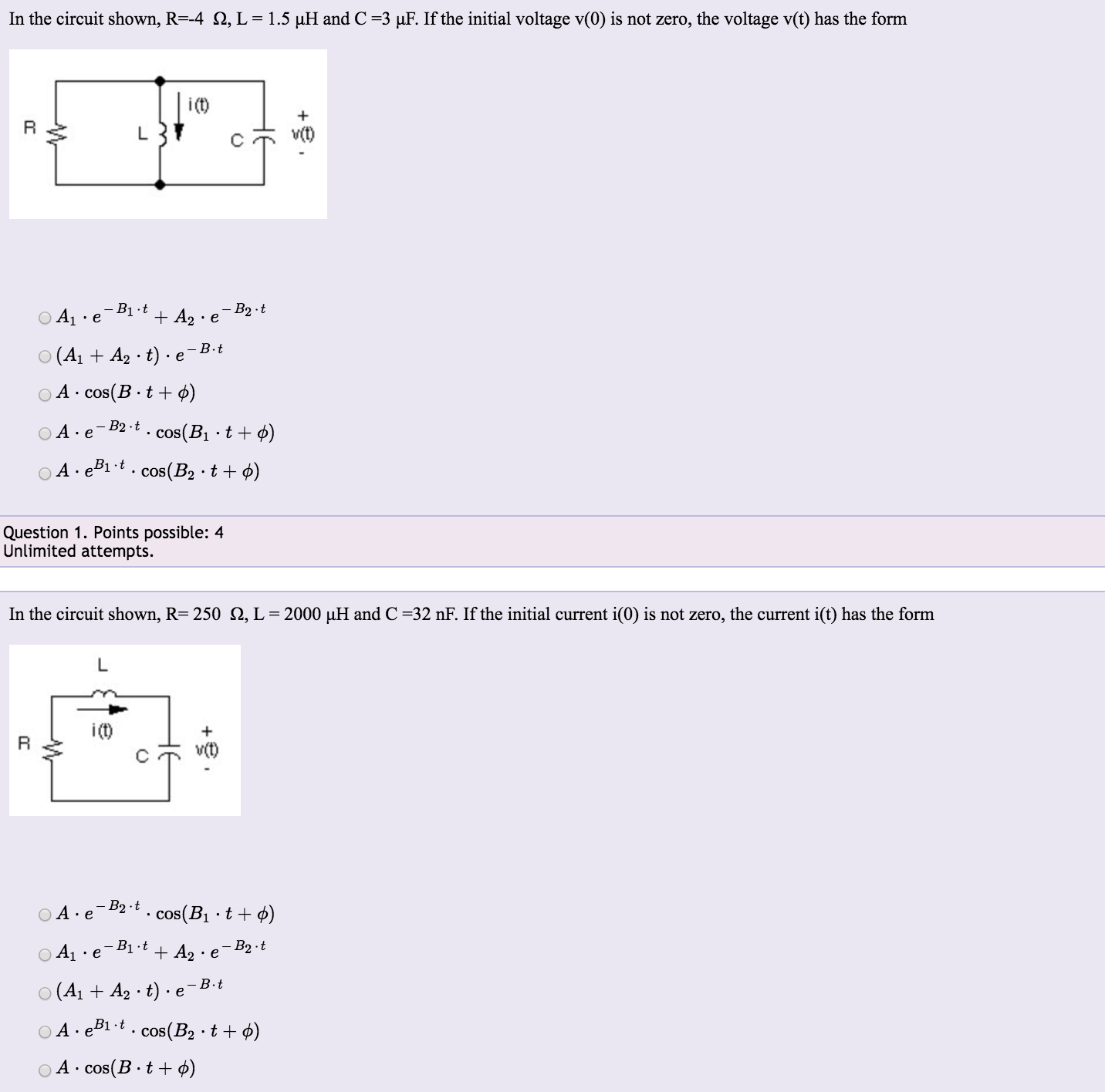 Solved In The Circuit Shown R 4 W L 1 5 Mh And C 3 Mf Chegg Com