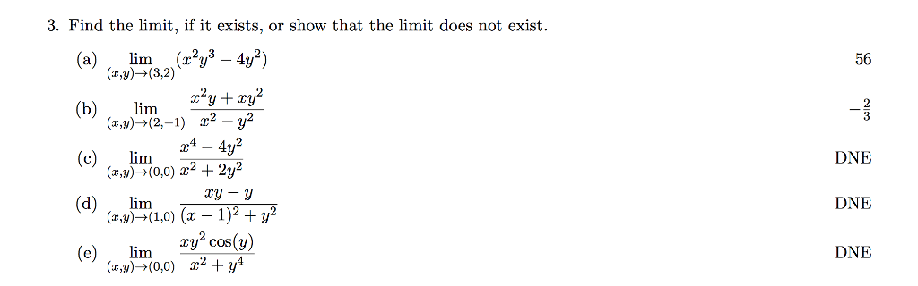 Solved Find The Limit If It Exists Or Show That The Limit Chegg Com