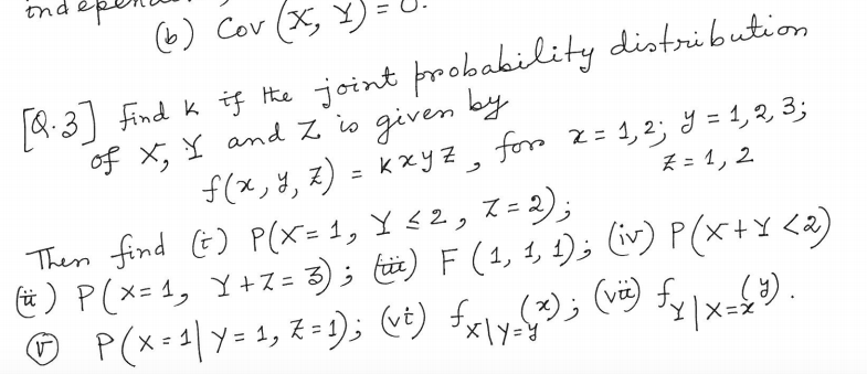 Solved Find K If The Joint Probability Distribution Of X Chegg Com