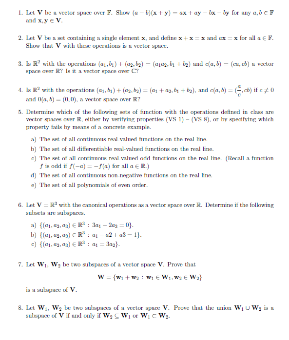 Solved I Let V Be A Vector Space Over F Show A B X Chegg Com