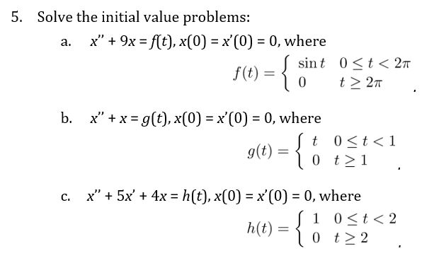 Solved 5 Solve The Initial Value Problems A X 9x F Chegg Com