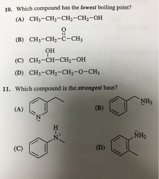 Solved Which Compound Has The Lowest Boiling Point? Which | Chegg.com