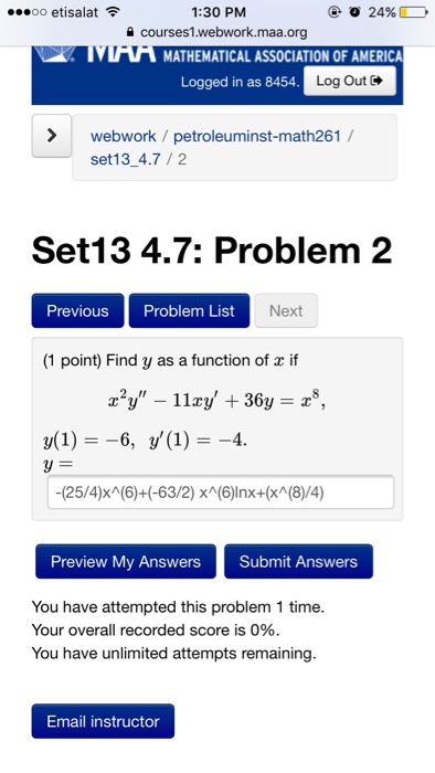 Solved Find Y As A Function Of X If X 2y 11 Xy 36y Chegg Com