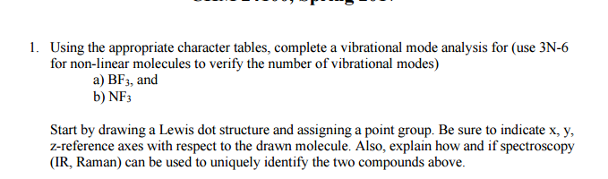 Using The Appropriate Character Tables Complete A Chegg Com