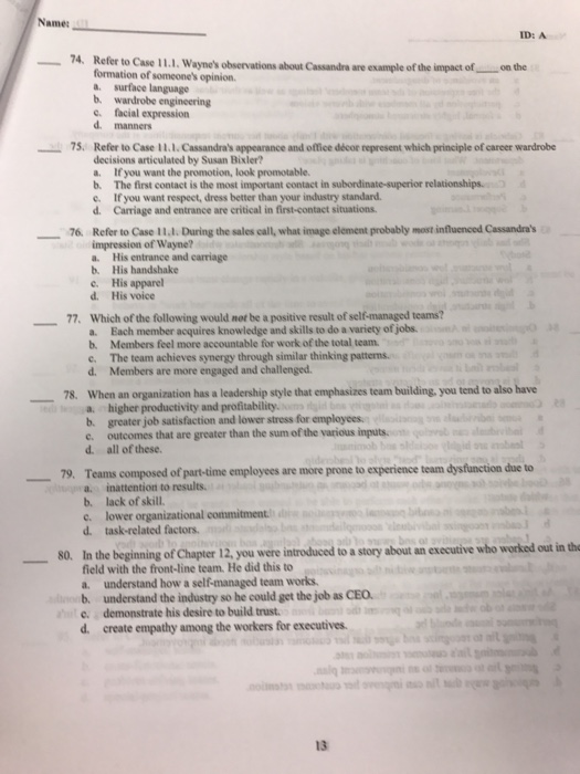 Solved Refer To Case 11 1 Wayne S Observations About Cas