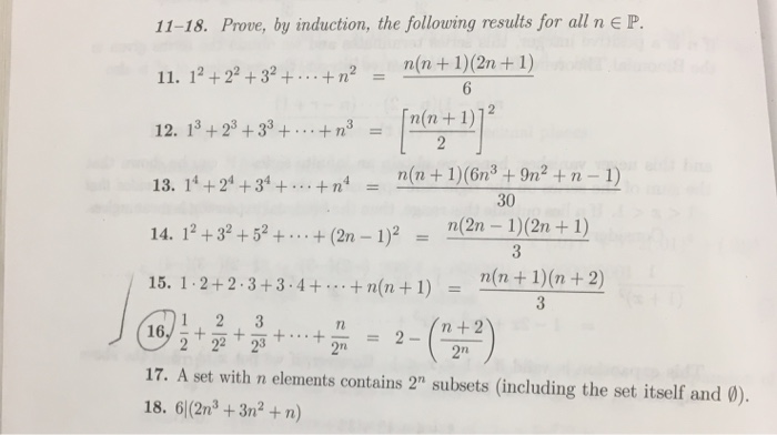 Prove By Induction The Following Results For All N Chegg Com