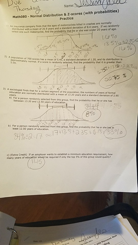Normal distribution worksheet (12-7) with answers pdf picture
