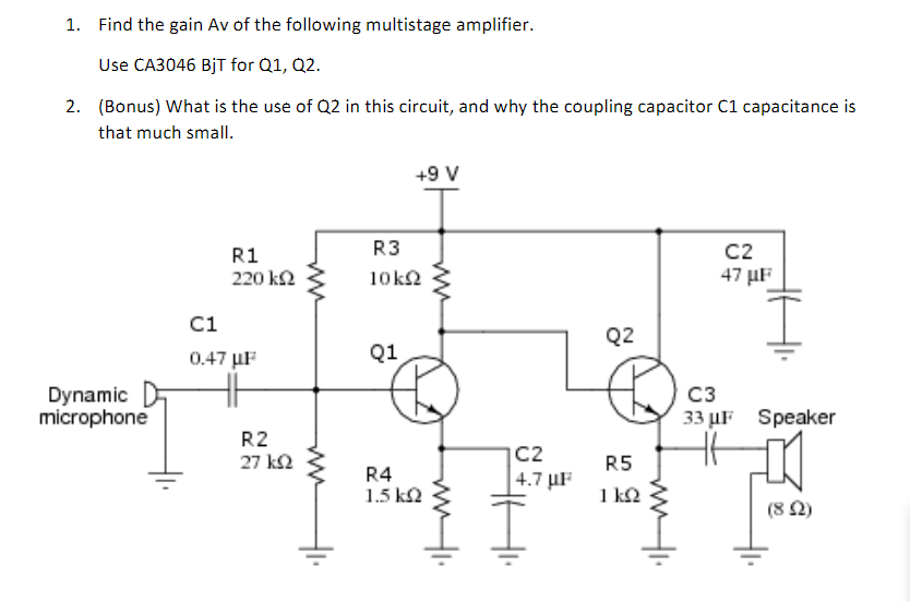 Solved Find The Gain Av Of The Following Multistage Ampli Chegg Com