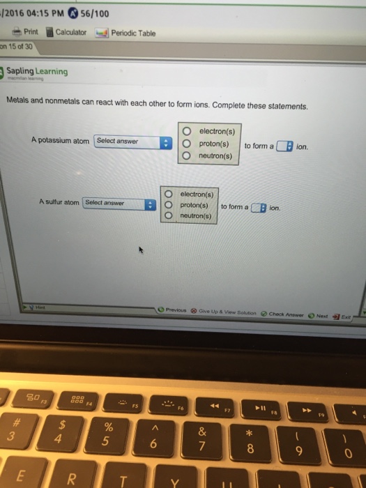 Solved Metals And Nonmetals Can React With Each Other To Chegg Com