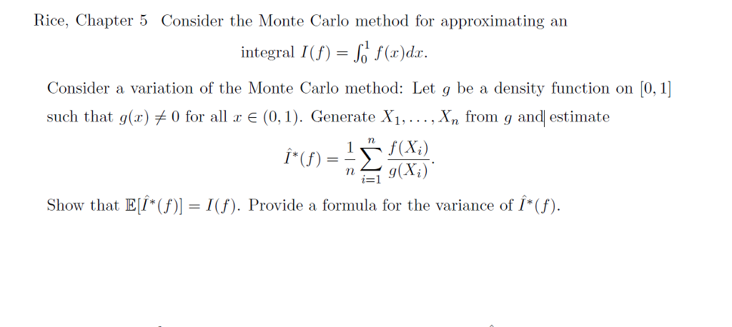 Rice Chapter 5 Consider The Monte Carlo Method For Chegg Com