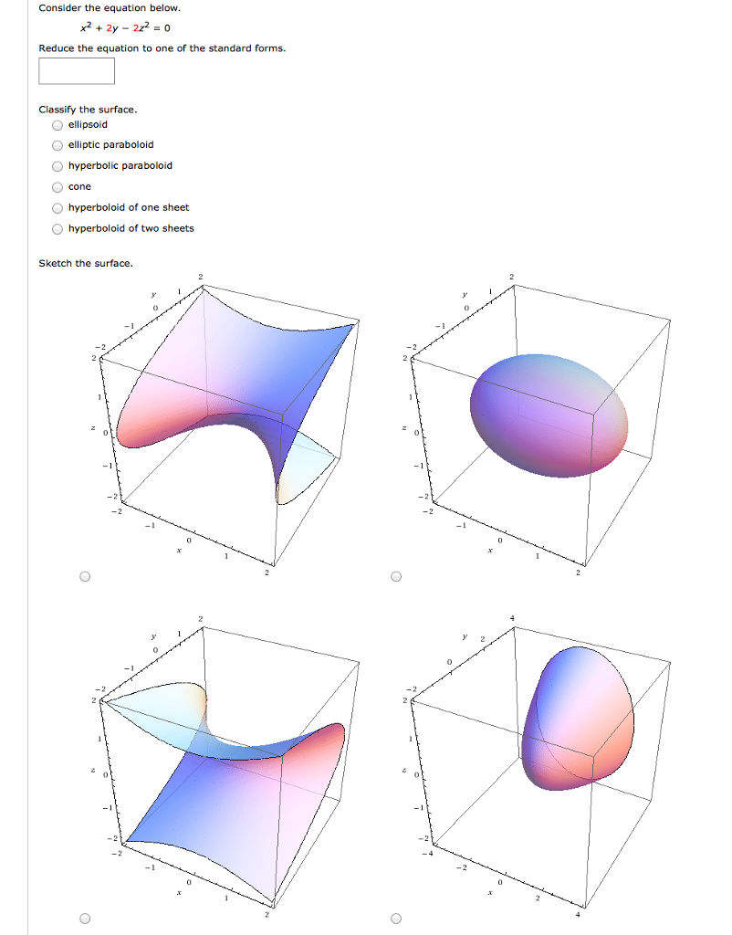 Solved Consider The Equation Below X 2 2y 2z 2 0 R Chegg Com