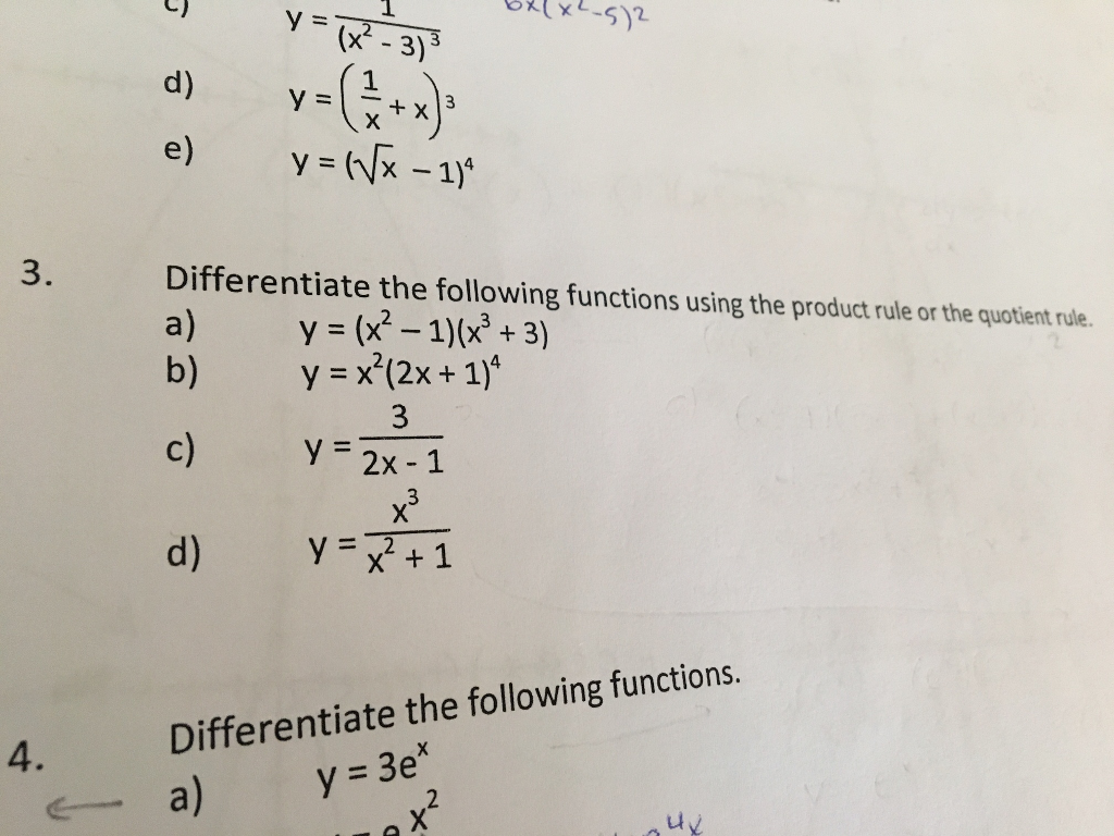 Solved Xtt 512 Y X2 3 3 D E 3 Differentiate The Chegg Com