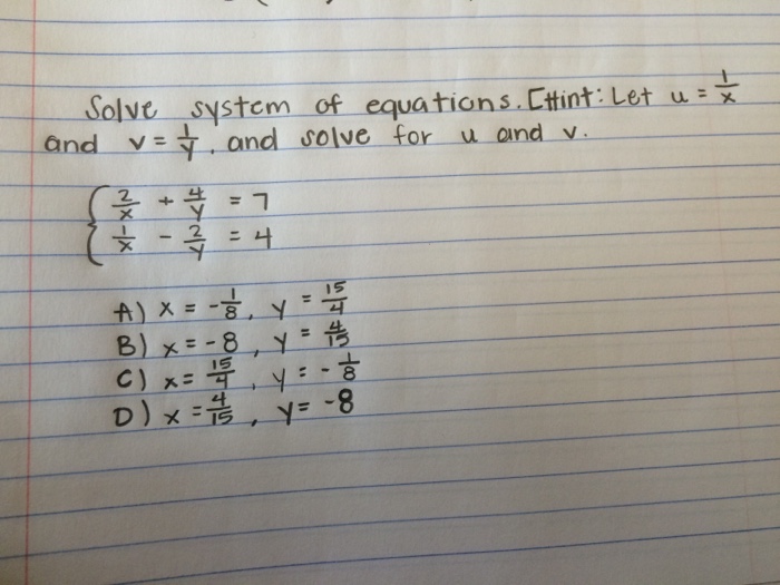 Solved Solve System Of Equations Hint Let U 1 X And Chegg Com